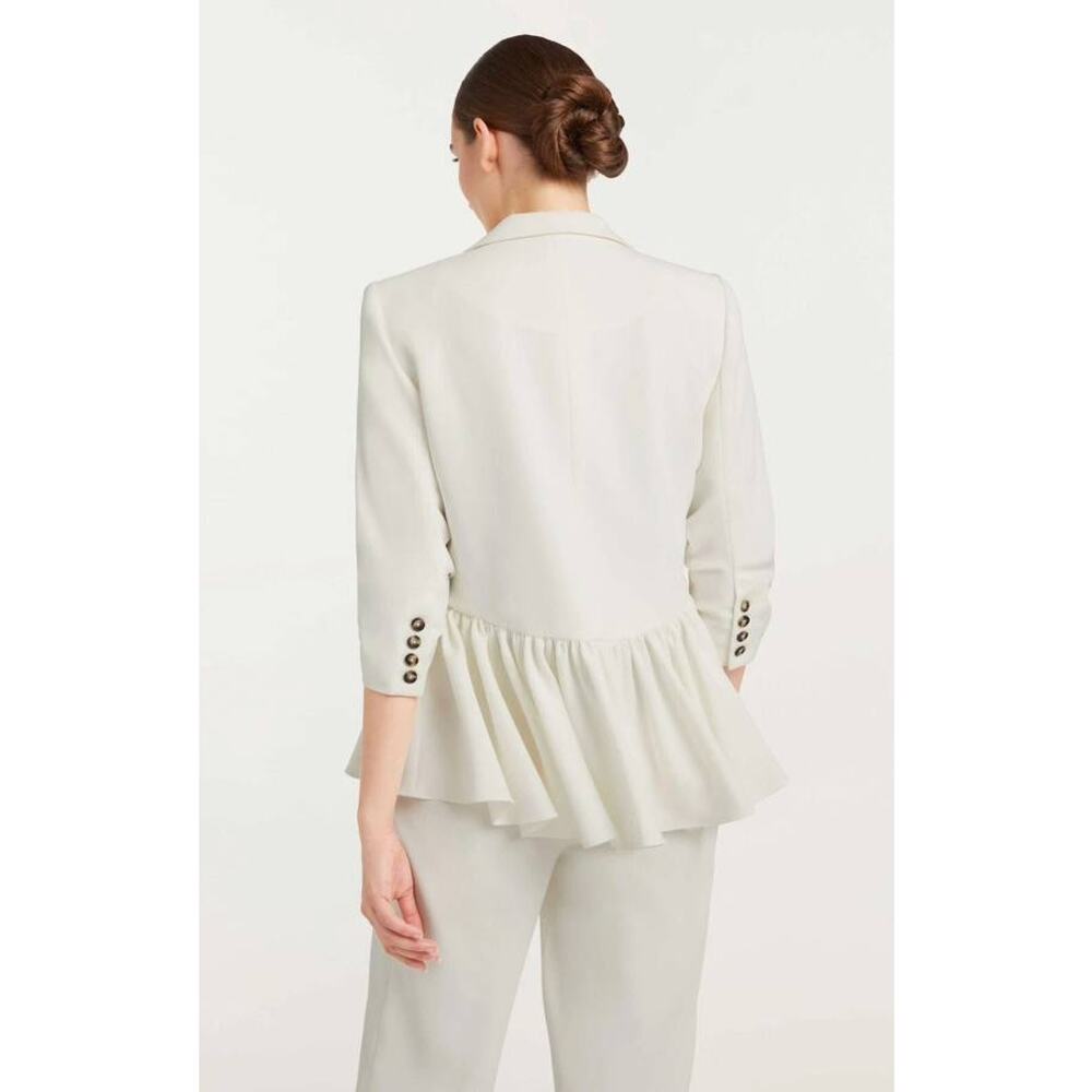 Cinq á Sept Kourtney White Ruffle Blazer Ivory 6 Small Single Breasted Peplum - Picture 5 of 9